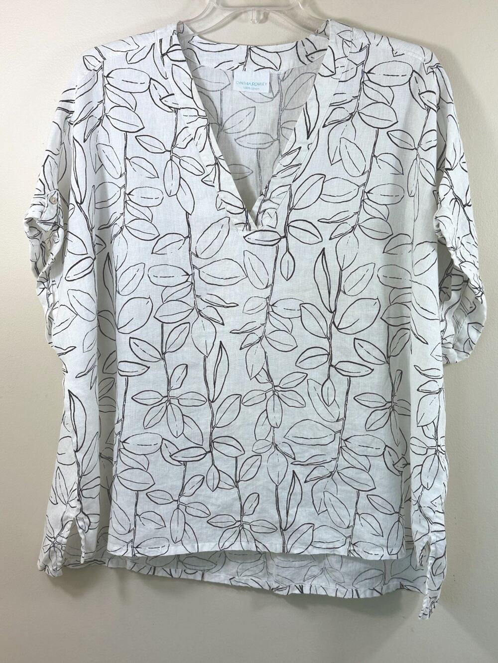 Cynthia Rowley 100% Linen Blouse Womens Plus Size 3X White Coastal Luxury